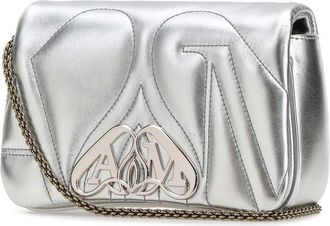 Alexander McQueen Womens Silver Leather Mini Seal Clutch Lightsilver
