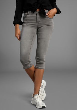 Arizona Caprijeans ARIZONA Ultra-Stretch, Damen, Gr. 34, N-Gr, grau (grau used), Denim/Jeans, Obermaterial: 74% Baumwolle, 24% Polyester, 2% Elasthan, Basic, 