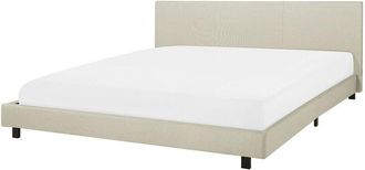 Beliani Beliani - Cama doble tapizada beige 180 x 200 cm con somier y cabecero Albi