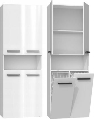 Hucoco Hucoco - Moby Mueble De Ba&ntilde;o Con Dos Cestas Tiradores Minimalistas Dimensiones: 174x60x30 Columna De Almacenamiento