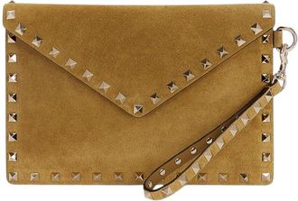 Valentino Garavani Beige Rockstud Clutch