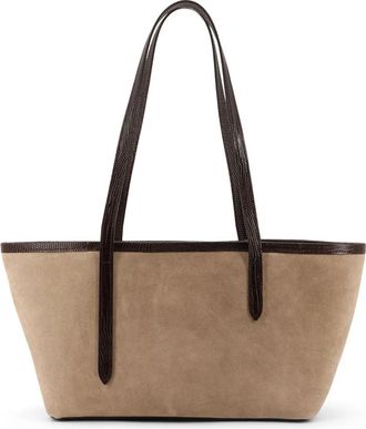 ATP Atelier Leren Tote Tas met Reptiel Profielen - Dames - Shoppers - Beige - ONE Size - Tassen