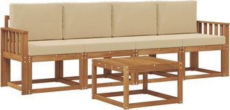vidaXL Conjunto De Sof&aacute;s De Exterior 5 Uds. Natural Y Beige Vidaxl