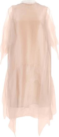 Prada Sleeveless Voile Dress - Dames - Casual kleedjes - Beige - M - Leer - Kleedjes