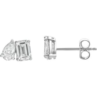 LuvMyJewelry Valessa 14K Gold Lab Grown Diamond Toi Et Moi Earrings - 1.25 Ct in 14K White Gold at Nordstrom