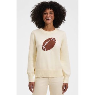 Lands End Drifter Sports Icon Sweater in Football/fresh Ivory at Nordstrom, Size X-Small