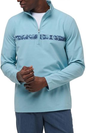 Travis Mathew Swell Season Quarter Zip Golf Pullover Sweater In Blue