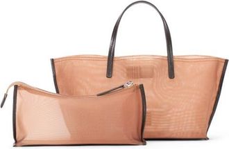 Staud Mini Christos Mesh Tote in Camel at Nordstrom