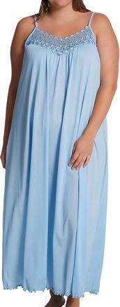 Shadowline Womens Plus-Size Beloved 53-Inch Braided Spaghetti Strap Long Gown, Blue, 1x