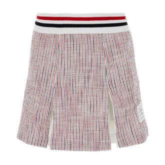 Thom Browne Short Skirts, female, Pink, Size: XS Embroidered Tweed Mini Skirt
