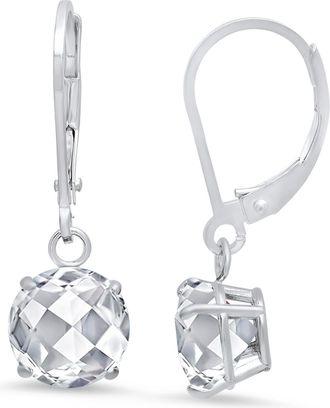 MAX + STONE 925 Sterling Silver 8mm Round Gemstone Dangle Earrings with Leverback
