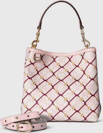 Gucci GG Emblem Small Bucket Bag, Pink, GG Canvas