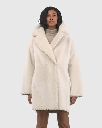 Gorski REVERSIBLE SELECT SHEARLING LAMB JACKET WITH EMBROIDERD TRIM