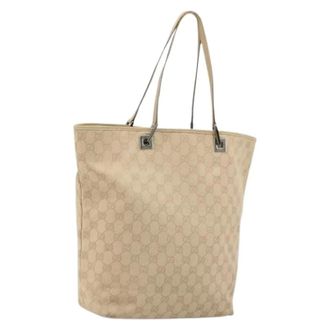 Gucci Pre-owned Tote Bags, female, Beige, Size: ONE SIZE Pre-owned Vintage GG Canvas Tote