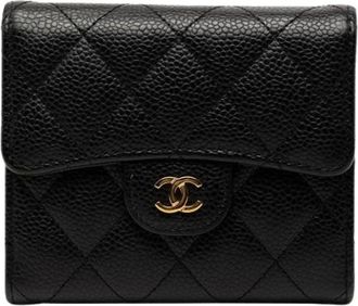 Chanel Pre-owned Wallets, female, Black, Size: ONE SIZE Pre-owned Vintage Quilted Caviar Wallet