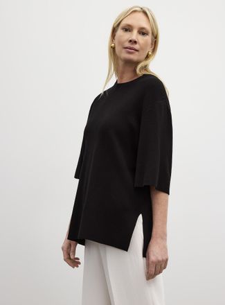 Contemporaine Womens Side slits loose ultra-soft sweater