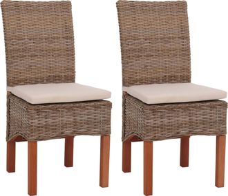 Hhg Hhg - Nunca Usado] Lote De 2 Sillas De Comedor Silla De Mimbre Silla M44, Rat&aacute;n Kubu, Con Coj&iacute;n De Asiento