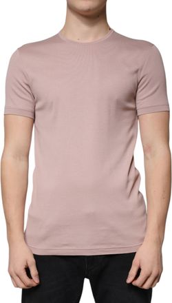 Dolce & Gabbana Brown Cotton Short Sleeves Round Neck Mens T-shirt