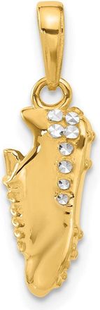Diamond2Deal 14k Yellow Gold White Rhodium Diamond-Cut Soccer Cleat Pendant