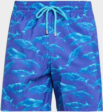 Vilebrequin Men & apos;s Sparkling Whales Nylon Swim Trunks