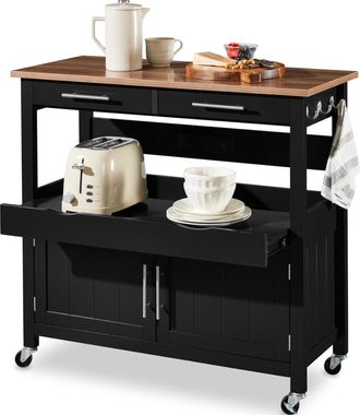 Best Choice Products 36in Large Rolling Kitchen Island Cart, 2-Door Cabinet, Outlet, Hooks, & Wheels