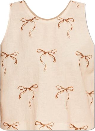 Forte_Forte Top met print - Dames - Tops zonder mouwen - Roze - L - Katoen - Tops