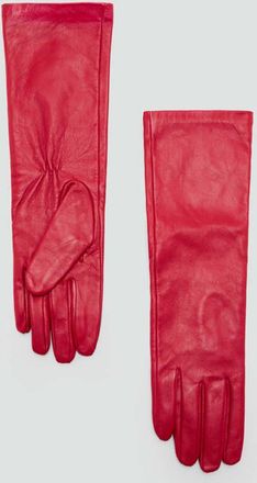 Mango Guanti lunghi pelle follati rosso - Donna - S - MANGO