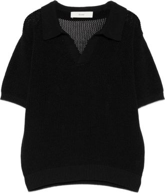 Dunst Chunky Polo Knit - Dames - Polos - Zwart - S - Katoen - Tops
