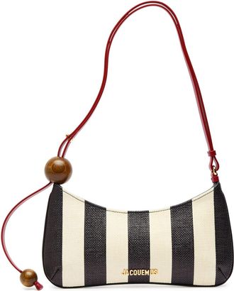 Jacquemus Le Bisou Perle Striped Woven Shoulder bag - Black - One Size