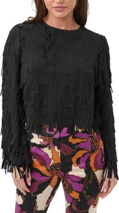 Trina Turk Chinaberry Fringe Top in Black at Nordstrom, Size Xx-Large