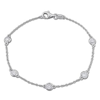 Mimi & Max Created Forever 3/4ct TW Lab-Grown Diamond Station Bracelet Sterling Silver