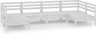 vidaXL 6 Piece Garden Lounge Set White Solid Wood Pine Vidaxl