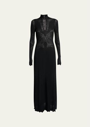 Gabriela Hearst Solace Wool Lace Knit Long-Sleeve Maxi Dress