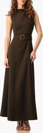 Ivonne Sleeveless Belted A-Line Maxi Dress with Ring Buckle in Olive Green at Nordstrom, Size 14