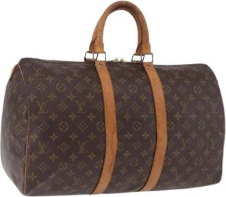 Louis Vuitton Tweedehands Canvas Louis Vuitton tassen - Dames - Vintage Weekendtas - Bruin - ONE Size - Vintage