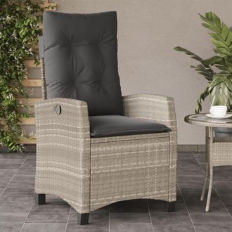 vidaXL Vidaxl - Sill&oacute;n De Jard&iacute;n Reclinable Con Cojines Rat&aacute;n Pe Gris Claro