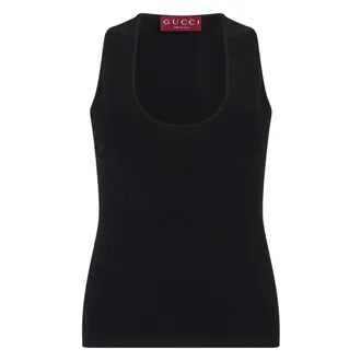 Gucci Elastic GG jacquard tank top - female - Gucci - Sleeveless Tops - Black - M - Tops