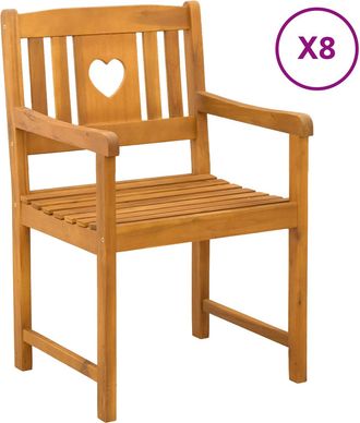 vidaXL Sillas De Jard&iacute;n 8 Uds. Natural Madera De Acacia S&oacute;lida Vidaxl