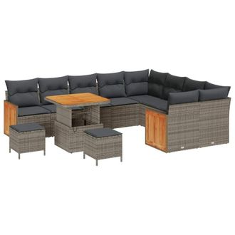 vidaXL Conjunto De Sof&aacute; De Jard&iacute;n 12 Pcs Gris, Gris Oscuro Vidaxl