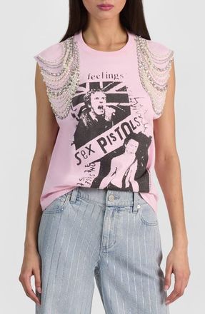 Alice & Olivia Micah Embellished Muscle T-Shirt in Sex Pistols at Nordstrom, Size X-Small
