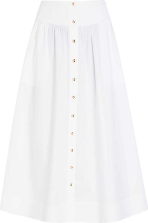 Tory Burch Romy Stretch Cotton-poplin Midi Skirt - White - 12 (UK16 / XL)