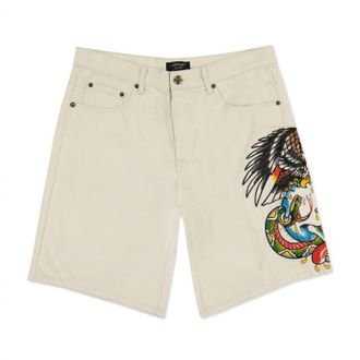 Ed Hardy Mens Battle Skull Skater Short In Khaki