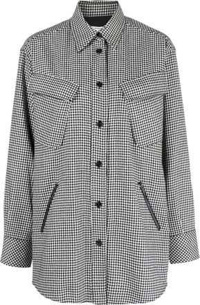 Iceberg houndstooth-pattern shirt jacket - women - Wool/Polyester/Cotton/Acrylic/Other fibres - 42 - Black