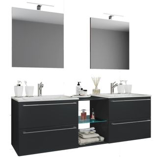 VCM 3 pcs. Washing room washbasin Badinos XXL in Black