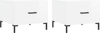 vidaXL Vidaxl - Mesa de centro 2 uds madera ingeniería blanco brillo 50x50x40cm