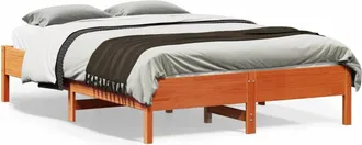 vidaXL Estructura De Cama Sin Colch&oacute;n Madera Maciza Marr&oacute;n 135x190 Cm Vidaxl