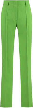 Msgm Flared Viscose Broeken - Dames - Wijde Broeken - Groen - S - Polyester - Broeken