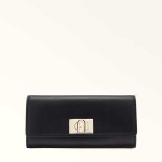 Furla 1927 Portafoglio Continental Nero Nero Pelle Stampata Donna