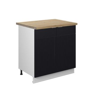 Vicco Armario Bajo Para Fregadero Fame-line, Rayas Negras, 80 Cm, Et Roble