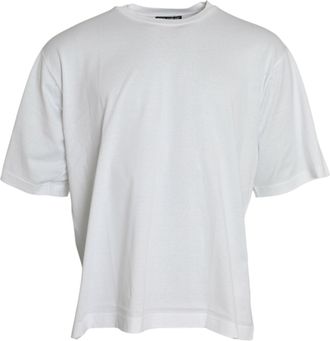 Dolce & Gabbana Mens White Cotton Short Sleeves Crewneck T-Shirt